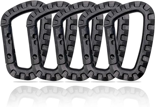 6 Stück Karabinerschnallen, Kunststoff-Karabinerschnallen, Karabinerhaken, Karabinerring-Clips, Karabiner-Wanderclips, Geeignet Für Camping, Bergsteigen, Reisen (Schwarz)