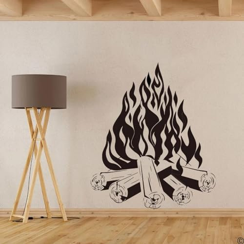 SHELOG Moderne nordische Bonfire Lagerfeuer Camping Feuer Kamin Wandtattoo Eingang Wohnzimmer Kamin Wandtattoo Schlafzimmer Vinyl Home Decor Kunst Aufkleber