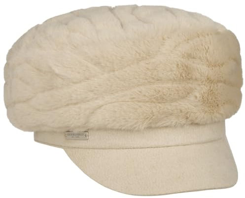 Seeberger Faux Fur Elbsegler Ballonmütze Schirmmütze Elbseglermütze Baker-Boy-Mütze Damen - mit Schirm, Futter Winter Herbst-Winter - One Size beige