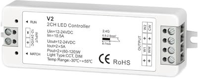 LED Dimmer CCT Schalter 12V 24V 10A 2CH 2,4G WW CW Monochrome LED Lichtleiste