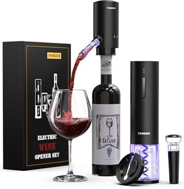 Rechargeable Wine Gift Set - Electric Wine Aerator, Vacuum Stoppers, Foil Cutter and Electric Bottle Opener for Home Bar and Outdoor Parties