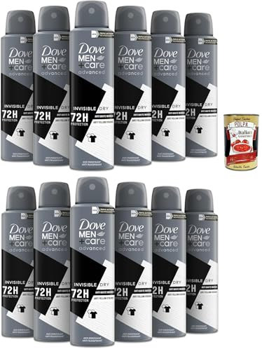 Dove Deodorante Dove Men + Care Invisible Dry Spray Advanced Care, Deo für Männer,mit 1/4 Feuchtigkeitscreme, hautfreundliche Formel, 72 Stunden, 12x 150ml + Italian Gourmet polpa 400g