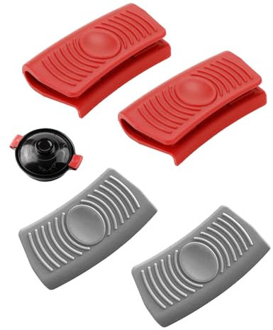 JEXOWIQ Silikon Topflappen Handschuhe Griff - 2 Paar Silikongriffe für Töpfe HitzebeständigTopflappen Griffhalter Handclip Haltbarer, Topfgriff Hitzeschutz Klemmgriffen für Finger Schützen