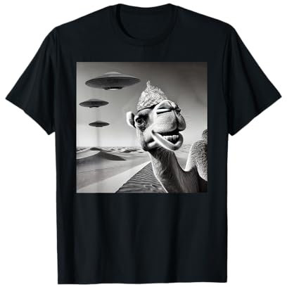 Lustiges Kamel mit Zinnfolien-Hut, Selfie, UFO-Begegnung, Meme T-Shirt