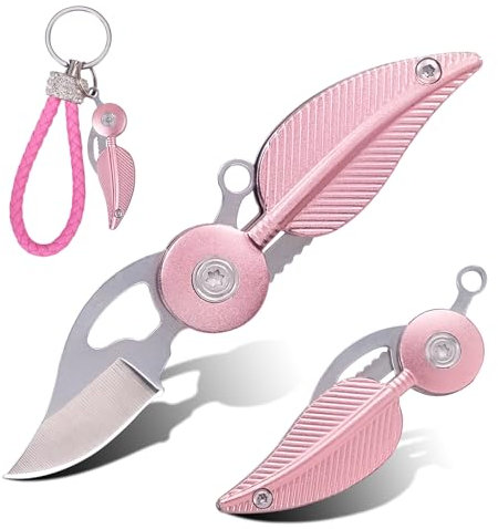 Vividstill Mini Taschenmesser, cooles EDC Klappmesser mit Griff aus Aluminiumlegierung, tolles Geschenk Kleines messer für Männer Outdoor Camping (rosa)