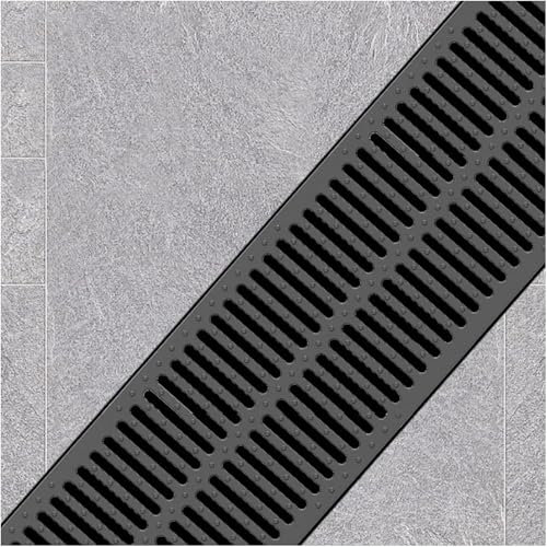 Scarico da patio con griglia, 50 x 35 x 4 cm, copertura di drenaggio in resina, per garage, fogna, griglia, colino, copertura resistente ed elegante, per uso esterno