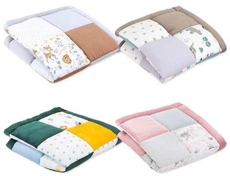 Krabbeldecke für Baby 70x70 cm - Dicke Spieldecke Spielmatte und Babymatte weiche Matte für Kinder und Babies große Patchworkdecke Bodenmatratze für Kinderzimmer ZUFÄLLIGEN Variante