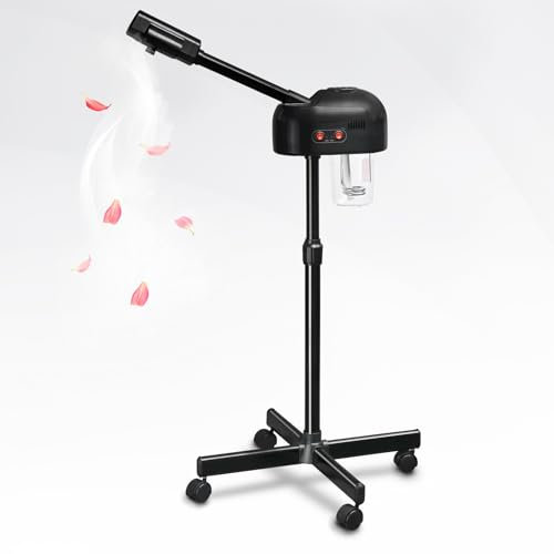 Karl home Professional Facial Steamer, Ozone Humidifier Sprays Moisturising Hot Mist, Adjustable Height for Home Beauty Salon, Personal Skin Care Deep Cleaning, Black