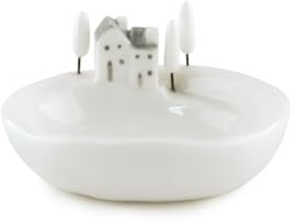 East of India Little Houses on the Bowl Decorative Small Home Storage Dish - Hillside