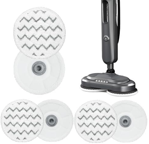 Gabrella 6 Pack 3897A Rotating Steam Mop Pads Replacement Compatible with SmartSteam Bissell SpinWave Scrubbing Steam Mop 3897A 3712C 3712W, Reusable Wave Pattern Pads
