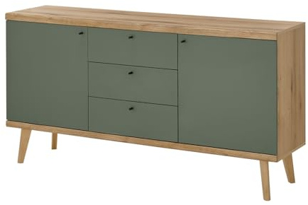 Furn.Design Sideboard in Salbei und Evoke Eiche, Kommode skandinavisch 160 x 83 cm, Juna