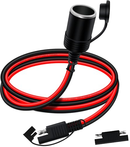 YINGAYOU SAE a Conector Mechero Coche Hembra 14AWG 20A Cable Mechero SAE 12V 24V con Cubierta Impermeable Adecuado para Coches, Motos y Barcos (0.5 m)