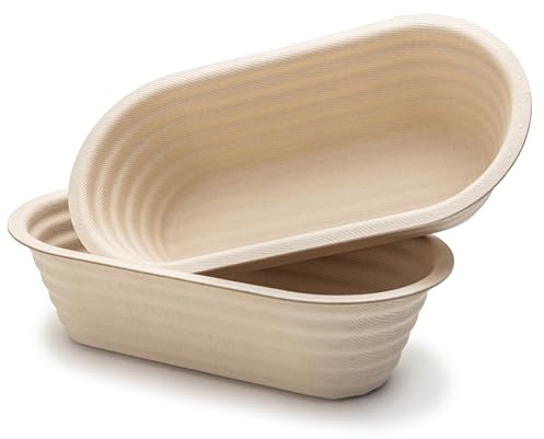 Brod & Taylor Banneton Batard 10” Proofing Basket | Suitable for Sourdough & Artisan Bread Baking, Easy to Stack, Made From Sustainable Materials (2-Pack)