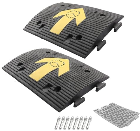 2 Badenes para Garaje, Reductor de Velocidad Portátil Modulares, Capacidad de Carga de 50 Toneladas, Conectables, para Caminos de Grava, Asfalto y Concreto