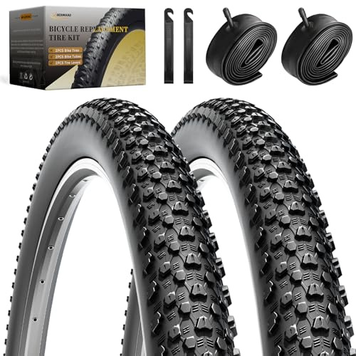 2er-Pack 26-Zoll-Mountainbike-Reifen, Faltbare, verschleißfeste 26x2.10-Zoll-Fahrradreifen mit 2 Schläuchen und Schrader-Ventil, kompatibel mit MTBs, Offroad-Bikes oder Cruiser-Fahrrädern