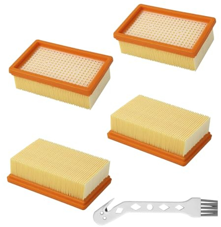 4 filtri per aspirapolvere, compatibili con filtro WD4/WD5/WD6/MV4/MV5/MV6, filtro aspiracenere con 1 piccola spazzola per filtri aspirapolvere