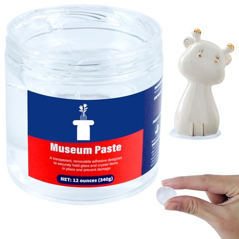 12 oz Museum Putty, Clear Removable Gel Wax - Reusable Mounting Paste for Exhibits,Reusable & No Residue, Fixed Collection Artifacts and Decorations to Prevent Vibration, Falling