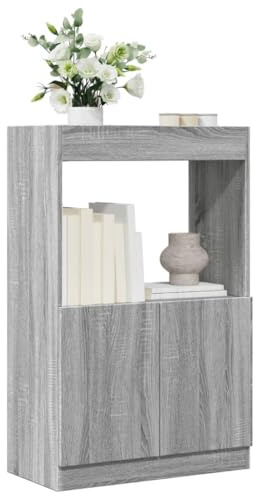 Tonture Highboard Grau Sonoma-Eiche 63x33x100 cm, Holzwerkstoff Schrank mit Türen, vielseitiger Stauraum für Wohnzimmer, Schlafzimmer, Büro