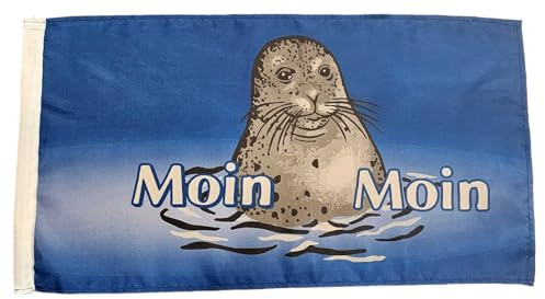 Fahne Flagge Moin moin Seehund - Stockfahne - 30 x 45 cm