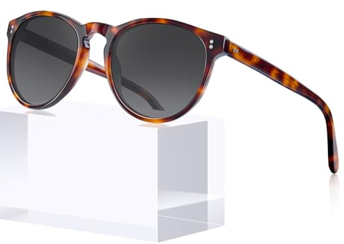 CARFIA Trendy Polarisiert Sonnenbrille Damen, Vintage Leopardenmuster UV400 | Schildpatt Design, Kategorie 3 Linse, Leichte Azetat Sunglasses für Alltag Urlaub Party, mit Etui & Reinigungstuch CA2307C