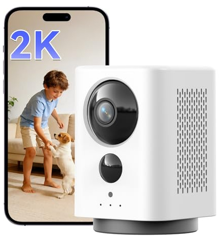 NUASI 2K Telecamera Wi-Fi Interno senza Fili con Batteria 7800mAh, 360° PTZ | Telecamera Interno senza Fili, Ricaricabile Videocamera Sorveglianza, Visione Notturna, Rilevamento Movimento, Audio 2 Vie