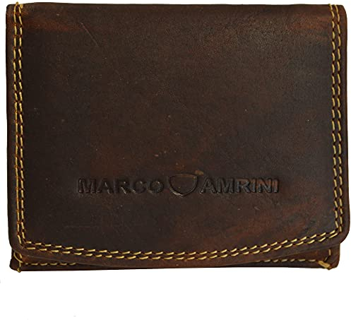 flevado Portefeuille unisexe en cuir véritable avec boîte viennoise et protection RFID (marron), marron, 11,5 x 8,5 x 2,0 cm B/H/T, Moderne
