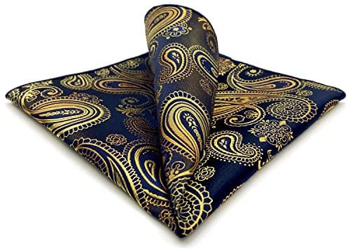 S&W SHLAX&WING Men Herren Einstecktücher Paisley Navy Blau Gold 32cm Mehrfarbig