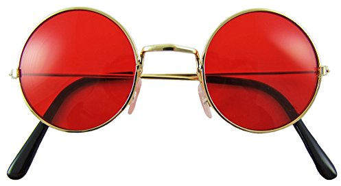 Das Kostümland Lennon Brille | 60er 70er Jahre Party Kostüm Zubehör Nickelbrille (Rot)
