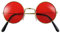 Lennon Brille | 60er 70er Jahre Party Kostüm Zubehör Nickelbrille (Rot)