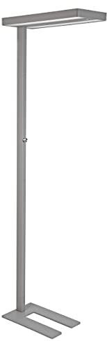 Maul LED-Standleuchte MAULjuvis sensor, dimmbar – Innovative Arbeitsplatzleuchte fürs Büro – Energiesparende und komfortable Stehleuchte mit 4000K Farbtemperatur – silber