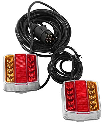 ETUKER LED Magnetic Anhänger Rücklicht Kit, 12V Anhänger Rücklicht Kontrollleucht Wasserdichte Rückleuchten, Mit Kennzeichenleuchte, Mit 7,5 M Kabel 7 Polig Stecker, Für Wohnwagen/RV/Anhänger(10 LED)