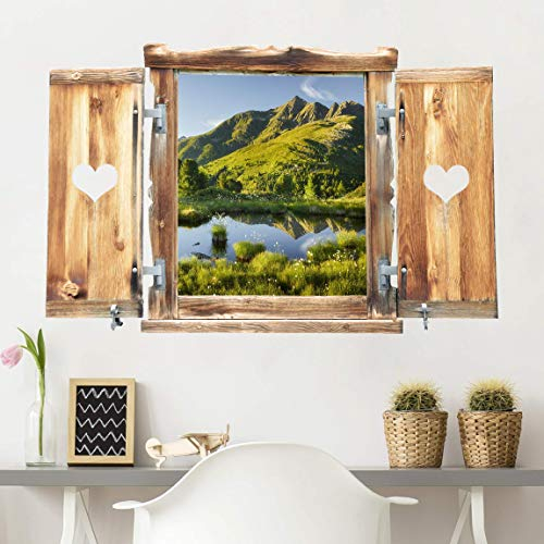 Bilderwelten Wandtattoo Alpen Berge 60x90cm Fenster Herz Hirschbichl ins Defereggental