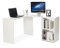 Mondeer Blanc Bureau d'angle en Forme L, Bureau d'ordinateur avec Étagères de Rangement, 135 x 108 x 73cm, pour Postes de Travail Bureau à Domicile Chambre