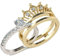 Jeulia 2 Stück Krone Damen Ringe Set Vergoldet Sterling Silber Verlobungsring Rundschliff Zirkonia Diamant Solitärring Antragsring Vorsteckring Mit Geschenkbox (62 (19.8))