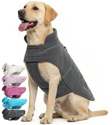 VIVAGLORY Wintermantel Hund Softpad Fleecejacke Hundemantel, L, Grau