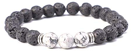 Kim Johanson Perlenarmband *Chakra* aus Onyx Stein mit Jaspis Perle I Partner Armband I Energiearmband I Freundschaftsarmband in Schwarz I Geschenk für Paare inkl. Beutel (3 x Grau Jaspis)