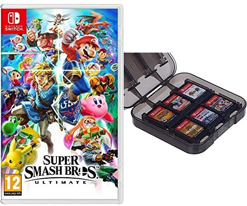 Super Smash Bros - Ultimate (Nintendo Switch) & Amazon Basics Game Storage Case for Nintendo Switch - Black