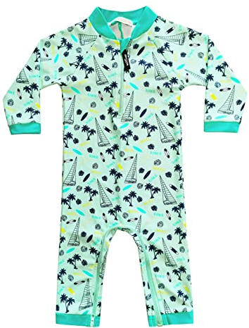 weVSwe Bébé Manches Longues Vert Planche De Surf Plage Maillots De Bain Garçon Une Pièce Voilier Maillot De Bain Protection Solaire Rash Guard 6-12 Mois