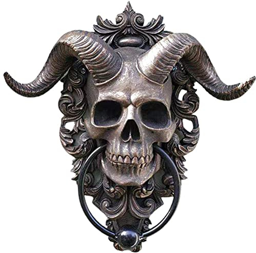 FitBest Sabbatic Türklopfer mit gehörntem Gott-Totenkopf, Satanischer Teufel, zum Aufhängen, Wanddekoration, dekorativer Türklopfer Haustürwand (13,5 x 11 x 3 cm)