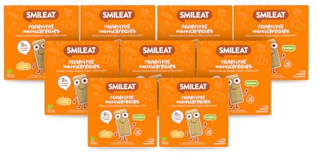 Smileat - Panecitos Multicereales - Snack para Peques +8 Meses - Ecológicos y Sin Gluten - Sin Azúcar Añadido - Ideal para Meriendas - Pack de 9 x 60 g