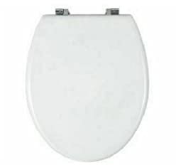 Optimal Products MDF Toilet Seat Novelty Design Stainless Steel Hinges All Printed Loo Seats All Printed ON 3 Sides (Plain White Design)