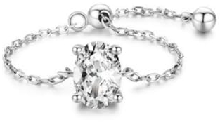 YANQSHM Ring Silber 925 Damen,Vintage Verstellbare Ringe Elegante Zirkon Kette Silberringe Weihnachtsschmuck Geschenk Eheringe Für Damen Damen