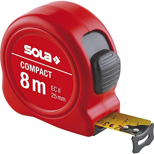 Sola Compact Roll-Maßband 8m mit EG-Prüfzeichen-Genauigkeit 2 rot 50510801