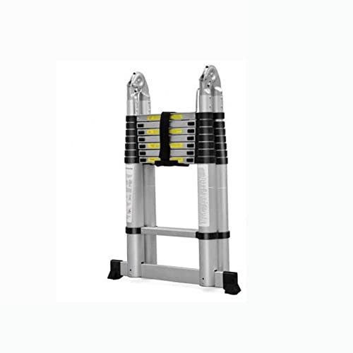 PLOEA Aluminum Telescoping Ladder 2.5M/8.2FT Telescopic Folding Ladder 16 Steps with Safety Lock Collapsible Ladder Attic Ladder 330lb Load Capacity (Size : 2.5m/8.2ft)