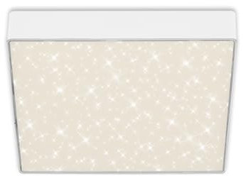 BRILONER - LED Deckenlampe mit Sternenhimmel, rahmenlos, neutralweiße Lichtfarbe, LED Lampe, Deckenleuchte, Wohnzimmerlampe, Schlafzimmerlampe, Küchenlampe, 21,2x21,2x3,6 cm, Weiß