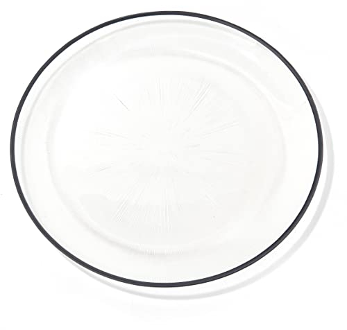 Charge it by Jay Elite Glass Charger Plate 13” Decorative Melamine Service Plate for Home, Professional Dining, Perfect for Upscale Events, Dinner Parties, Weddings, Catering, 1 Piece, Black Rim