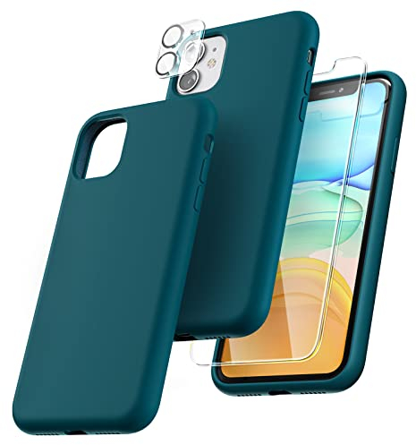 TOCOL Coque pour iPhone 11, Doublure Douce en Tissu Microfibre, Anti-Choc, Anti-Rayures, Coque en Silicone pour iPhone 11 6,1 Pouces, Gris Vert