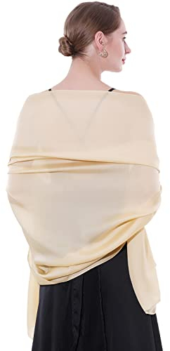 SWAT PANY Damen-Schal, Pashmina-Schal und Wickeltücher für Abendkleider wie Chiffon, Seide, Schal für Brauthochzeiten, Champagner, Large
