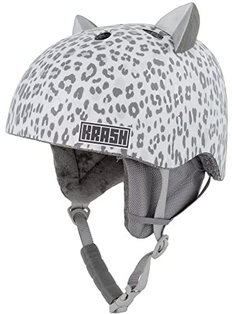 Krash! Silver Snow Leopard Snow Helmet, Youth 8+ (54-58cm)
