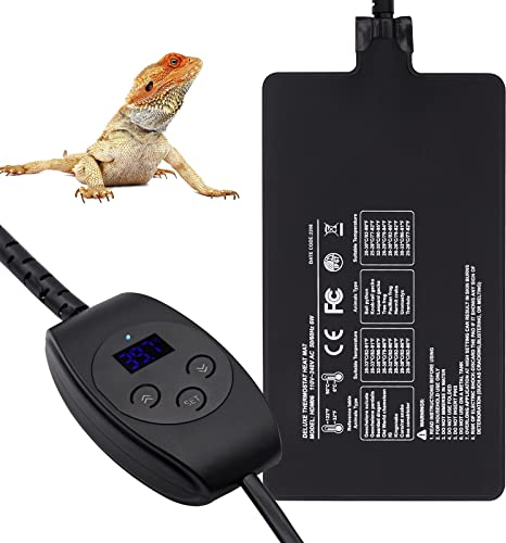 Manta Termica Terrario Reptiles,Almohadilla TéRmica Terrario Ajustable para Reptiles,Resistente al Agua IPX7,con Termostato para Terrario,para Tortugas,Serpiente,Gecko,Anfibio (6W:(10 * 17.8CM))